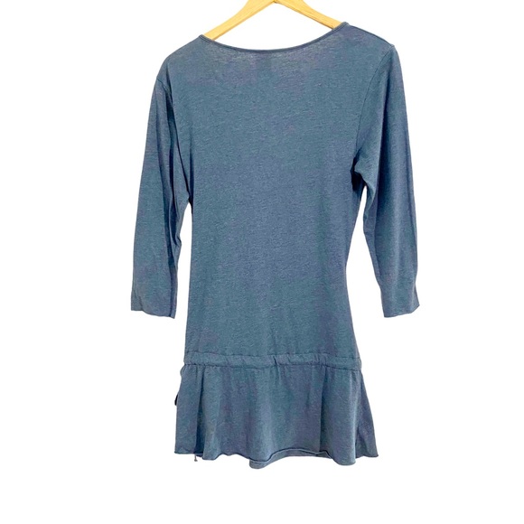 Weavers Girl Heather Blue With White Floral Print Tunic Top Mini Dress,Juniors M - Picture 2 of 11